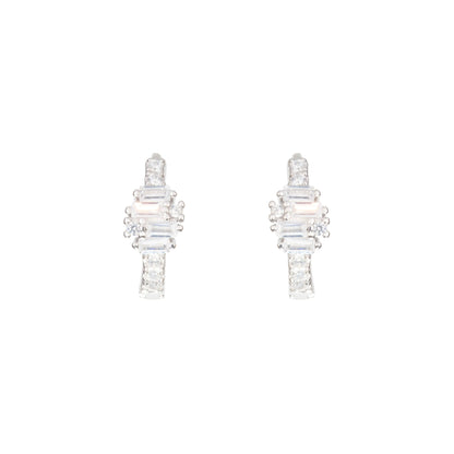 The Crystal Baguette Orbit Hoops - 925 Silver