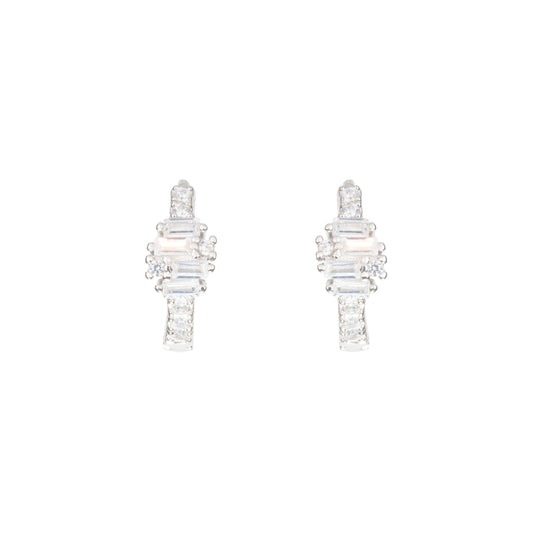The Crystal Baguette Orbit Hoops - 925 Silver