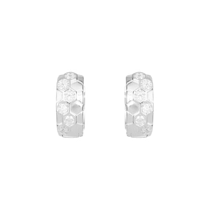 Honeycomb Sparkle Silver Huggie Hoops - 925 Silver