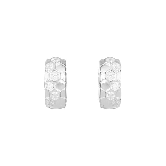 Honeycomb Sparkle Silver Huggie Hoops - 925 Silver