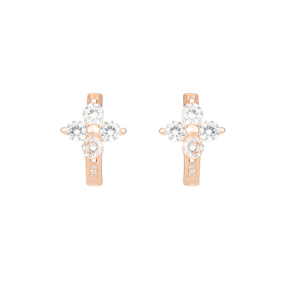 Rosette Radiance Huggie Hoops - 925 Silver