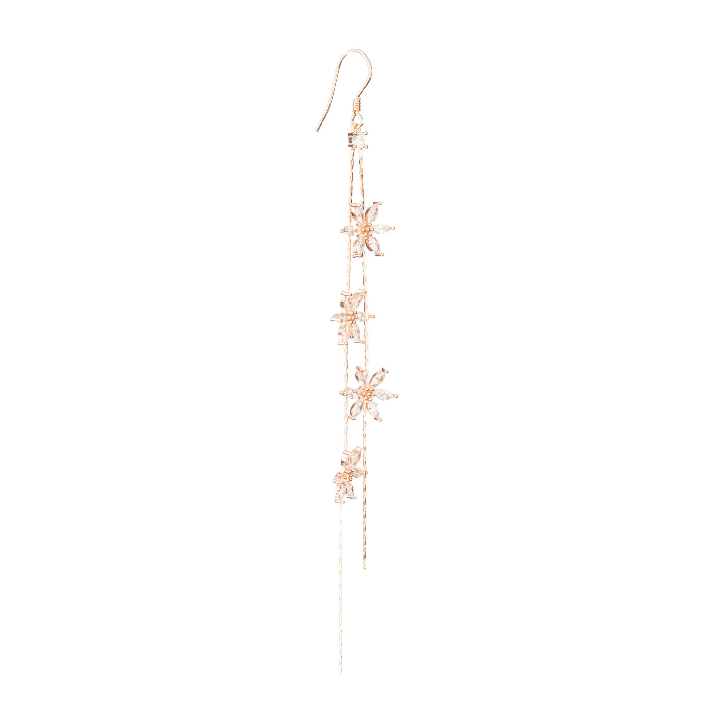 Celestial Bloom Rose Gold Starfall Earrings - 925 Silver