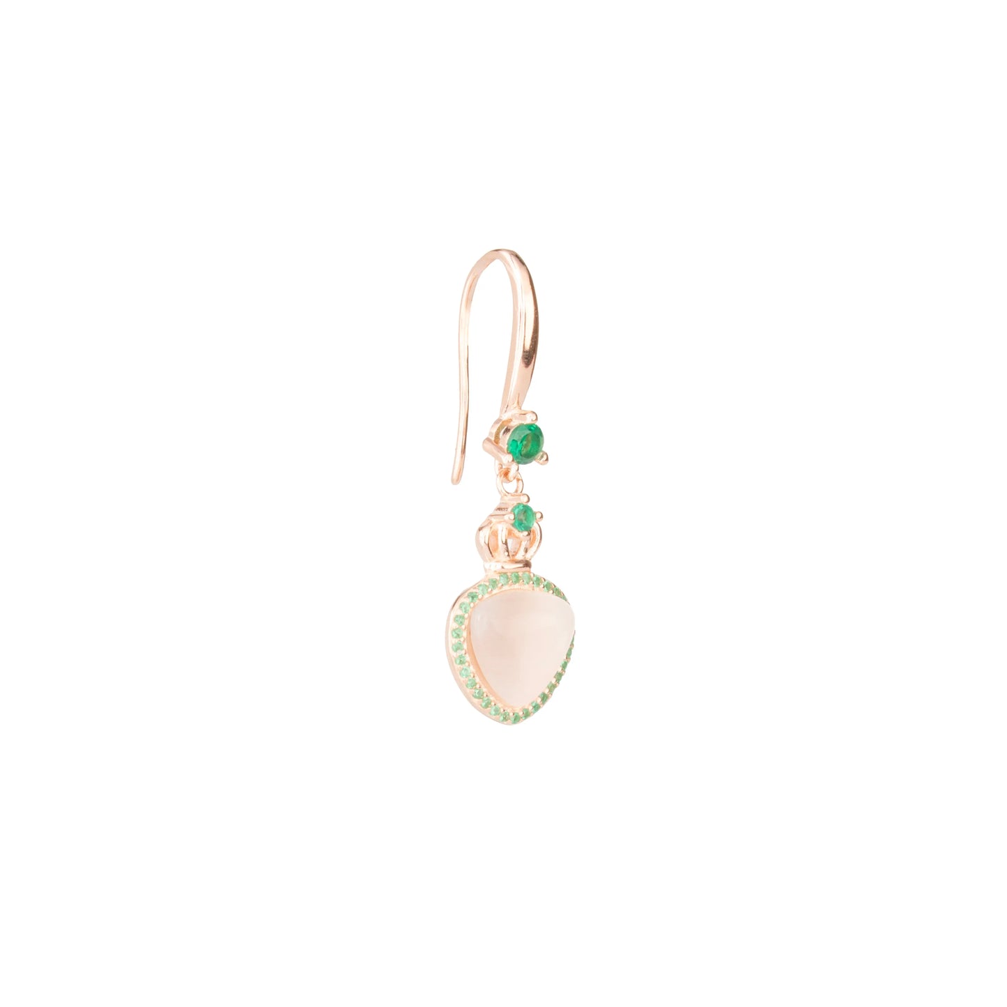 The Verdant Crown Heart Drop Earrings - 925 Silver