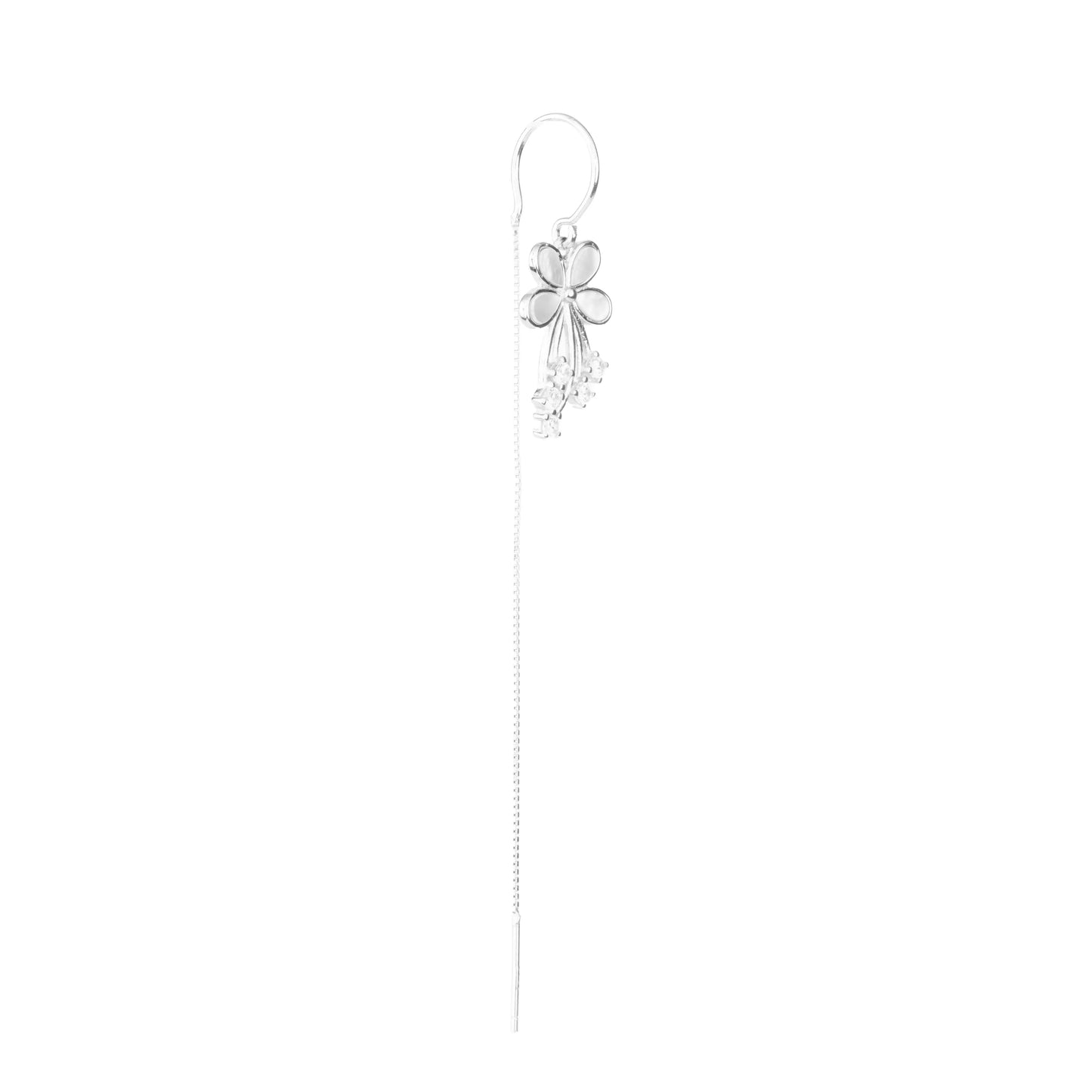 The Silver Bloom Petal Threader Earrings - 925 Silver