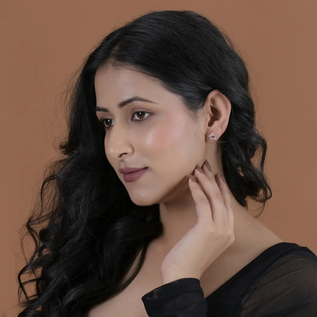 Royal Starlet 925 Silver Rose Gold Adjustable Crown Studs