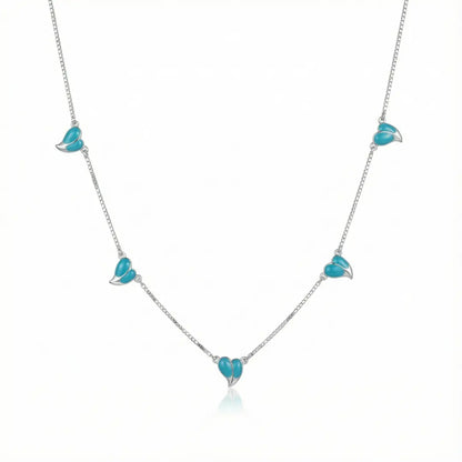 Blue Heart Whisper Charm Necklace - 925 Silver