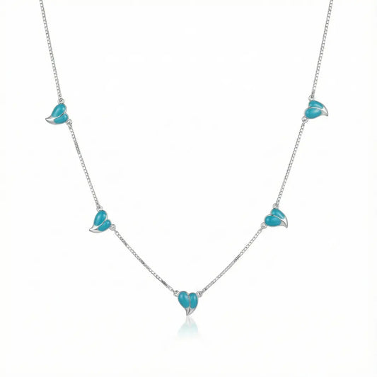 Blue Heart Whisper Charm Necklace - 925 Silver