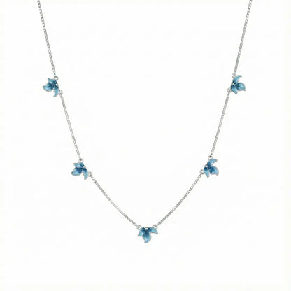 Blue Blossom Charm Necklace - 925 Silver