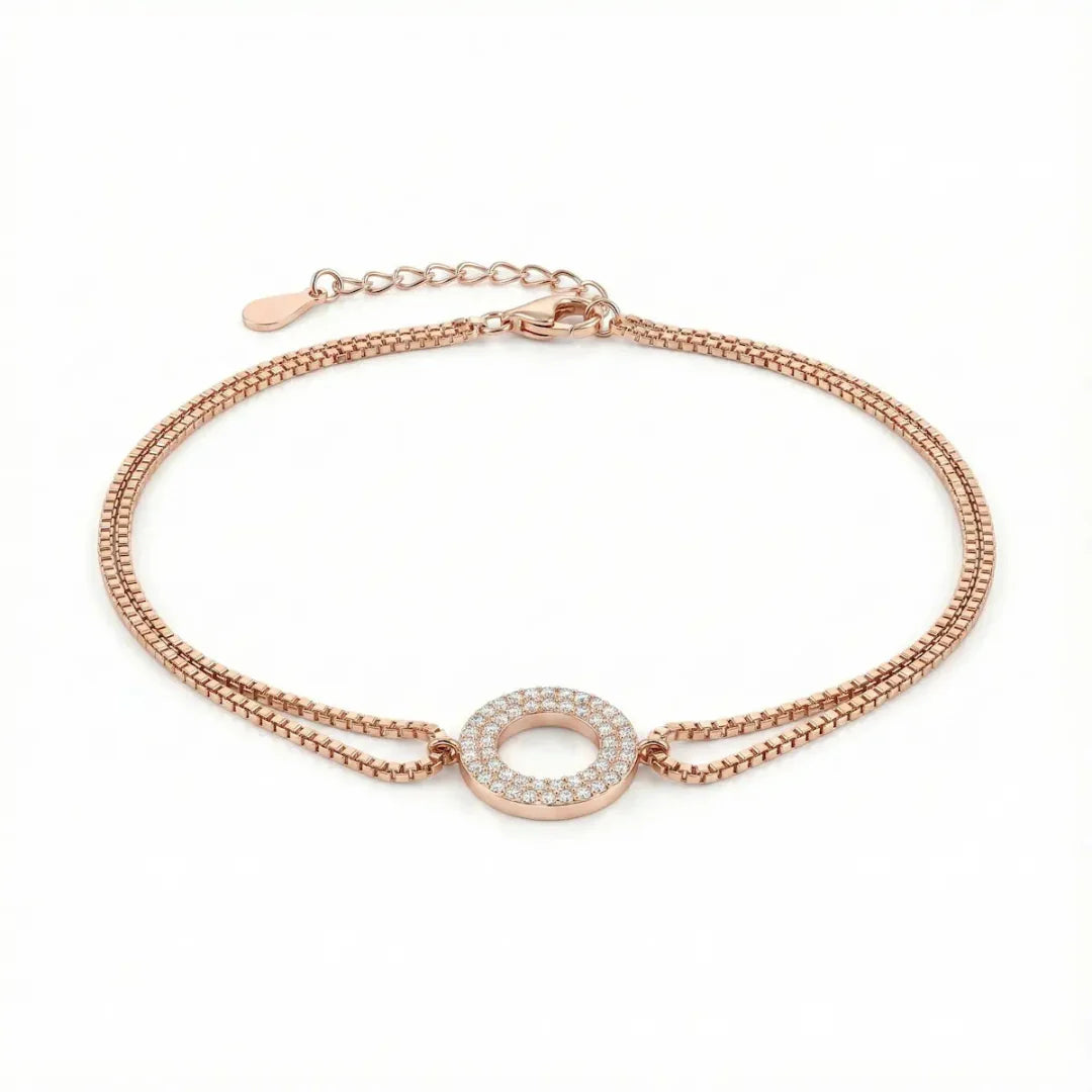 Celeste Halo Rose Gold Anklet - 925 Silver