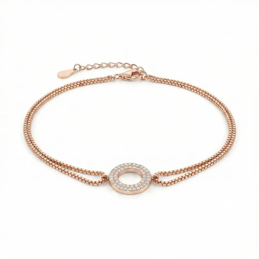 Celeste Halo Rose Gold Anklet - 925 Silver