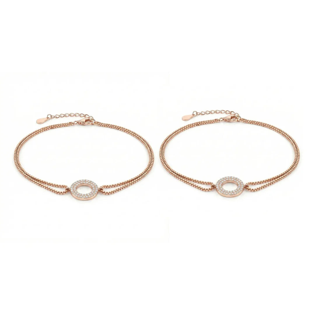 Celeste Halo Rose Gold Anklet - 925 Silver