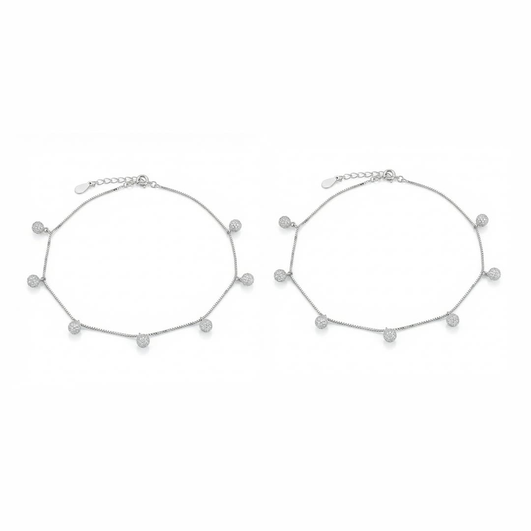 Stardust Dangle Silver Anklet - 925 Silver