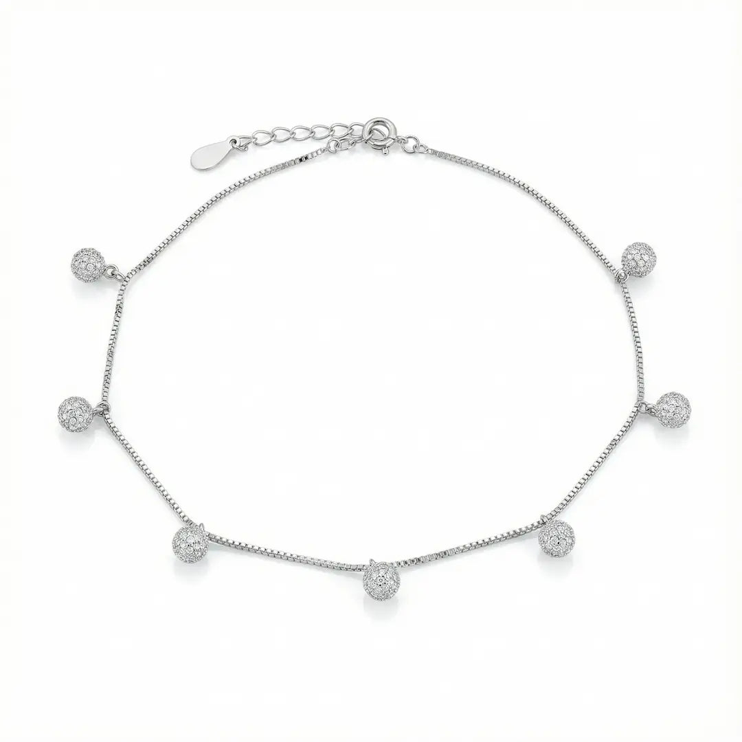 Stardust Dangle Silver Anklet - 925 Silver