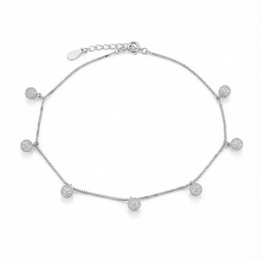 Stardust Dangle Silver Anklet - 925 Silver