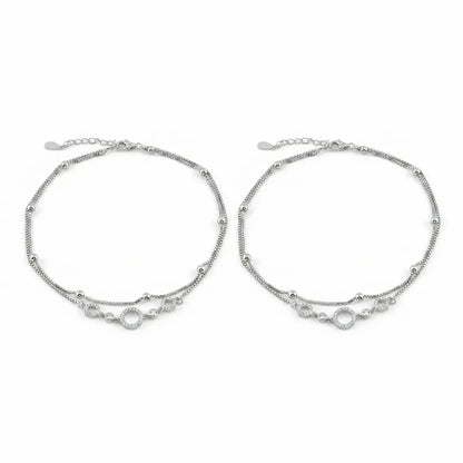 Lunar Harmony Double-Layer Silver Anklet - 925 Silver