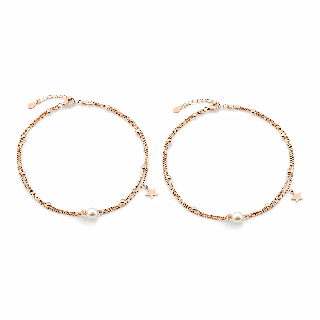 Starlume Pearl 925 rose gold anklet