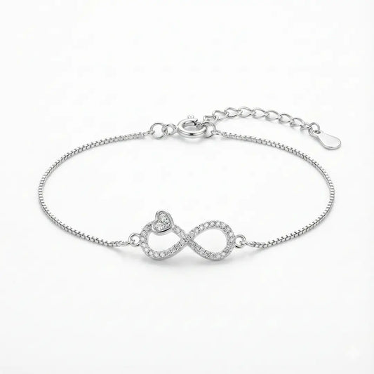 Eternal Heart Infinity Bracelet - 925 Silver