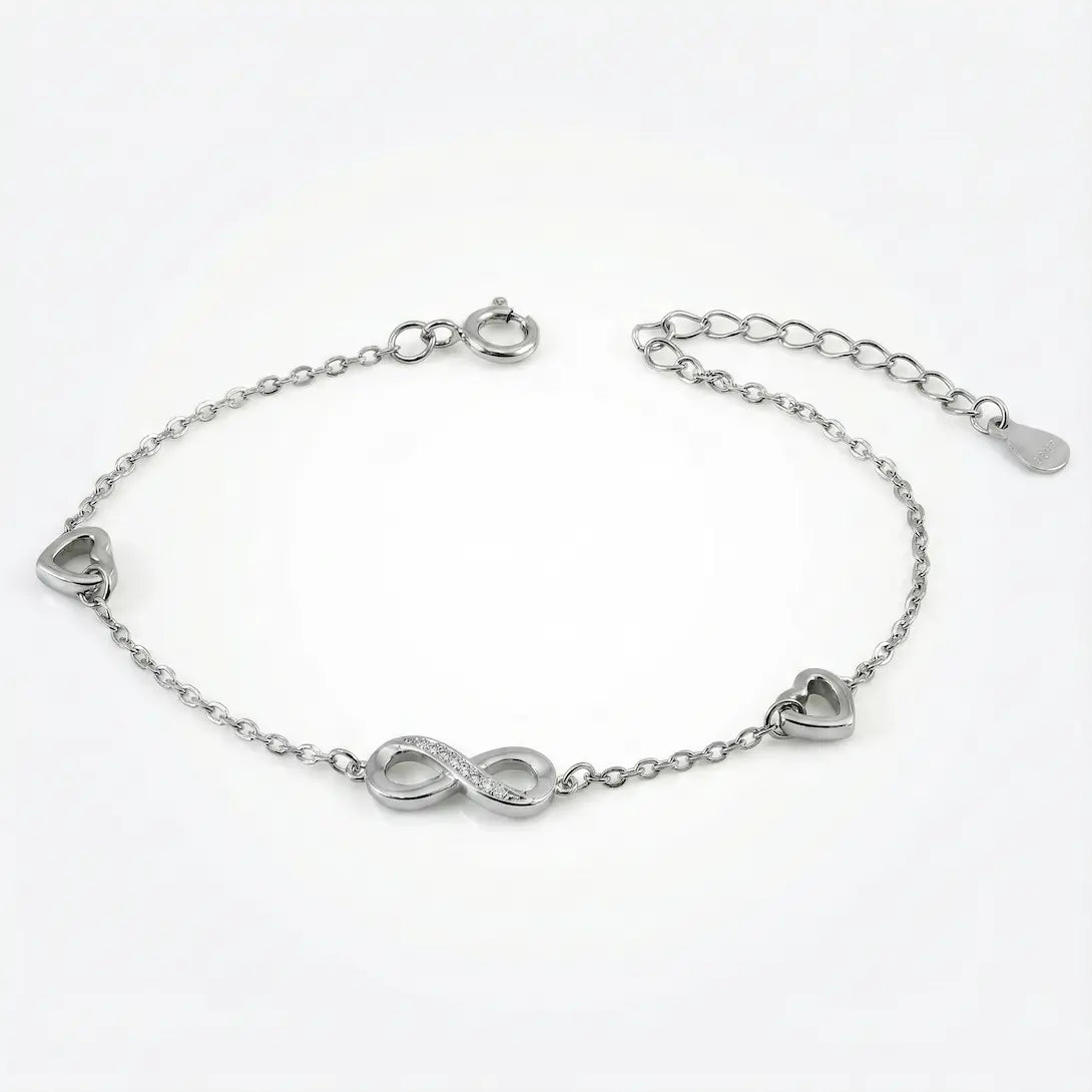Eternal Hearts Infinity Bracelet - 925 Silver