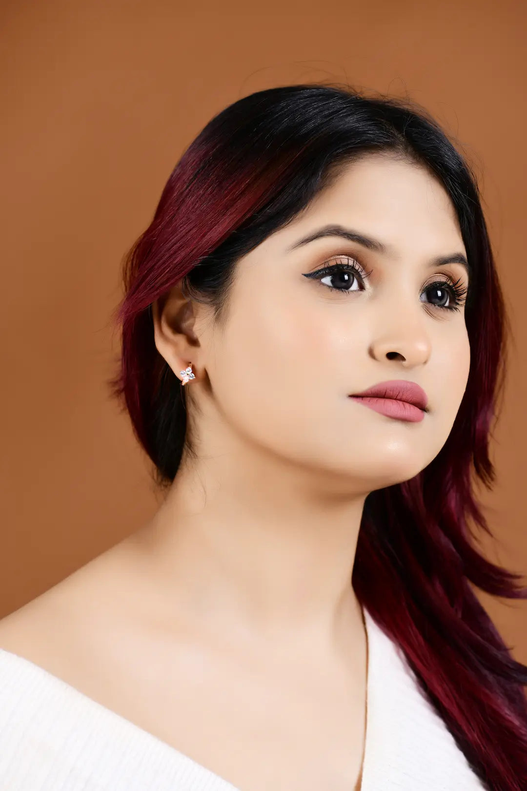 Rosette Radiance Huggie Hoops Earrings - 925 Silver