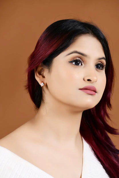 Rosette Radiance Huggie Hoops Earrings - 925 Silver