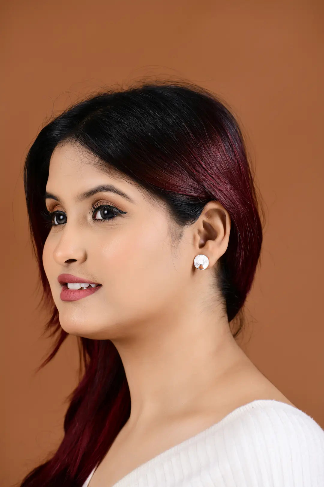 Plain Silver with Fresh Water Pearl Earrings - 925 Silver