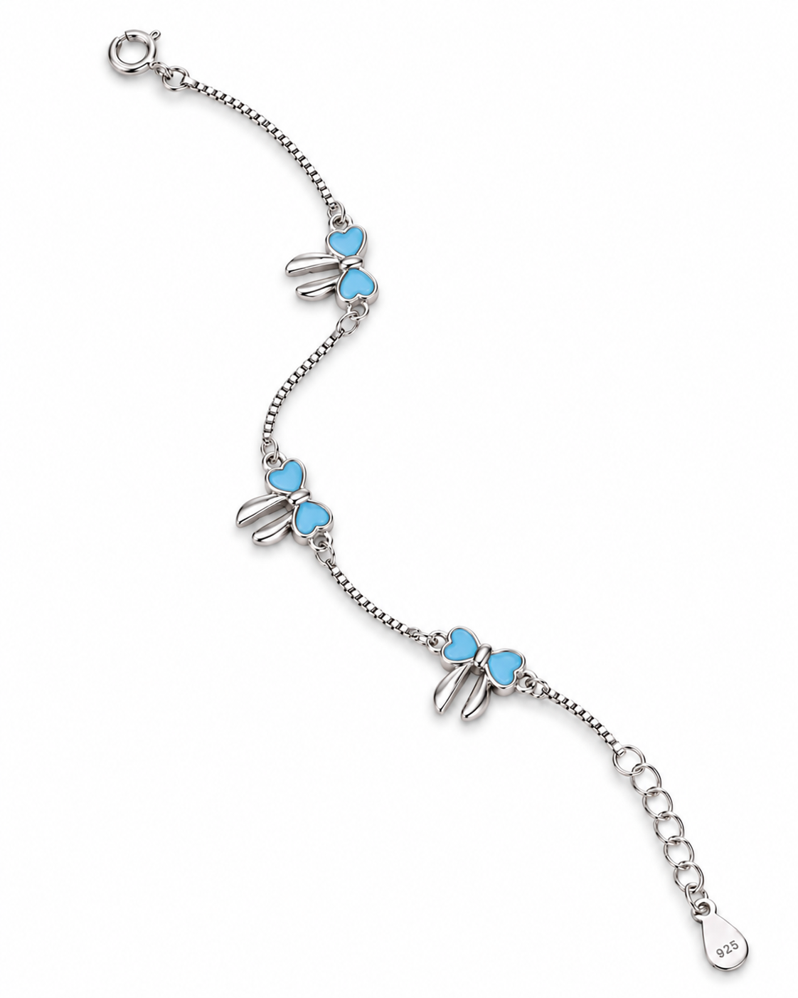 Black Heart Charm 925 Sterling Silver Bracelet