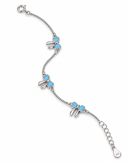 Black Heart Charm 925 Sterling Silver Bracelet