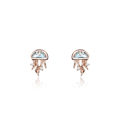Ocean Glow Rose Gold silver Earrings,