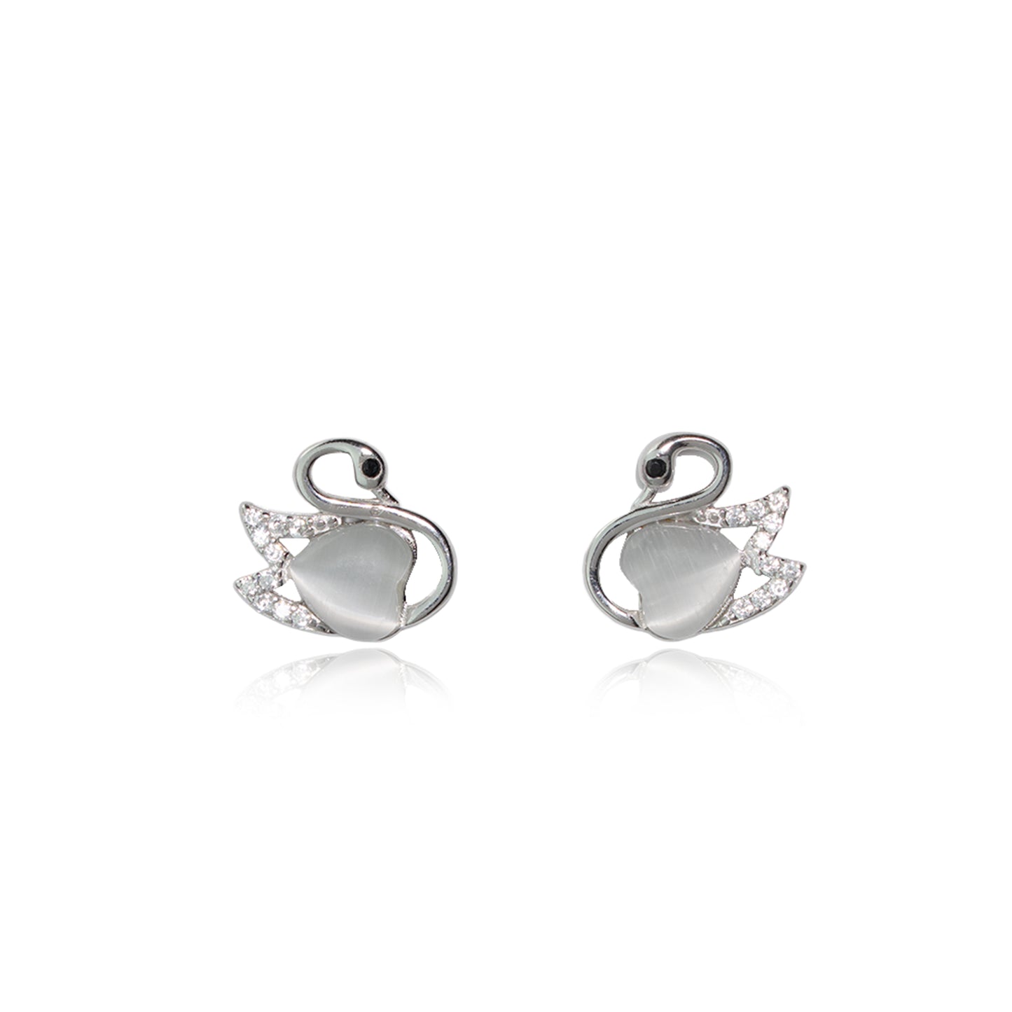 Swan Symphony Silver Earrings,