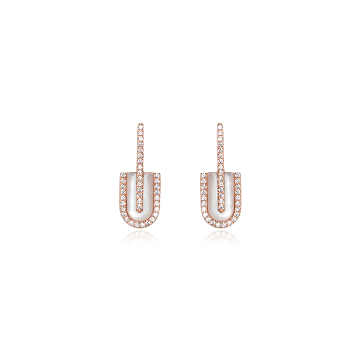 The Luna Loop Mother of Pearl Rose Gold Silver  Earrings