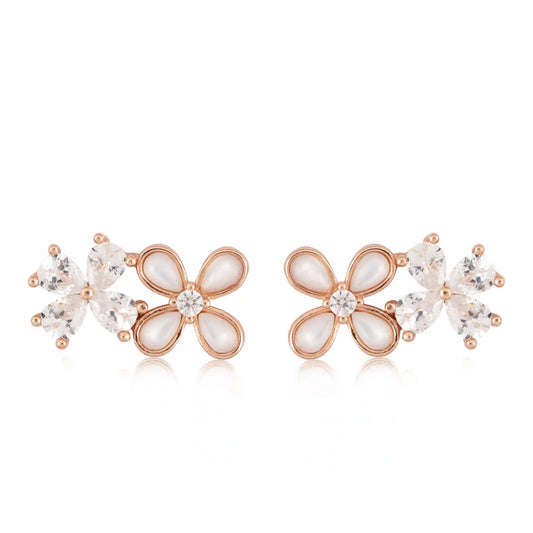 Blossia Rose Gold & 925 Silver Stud Earrings