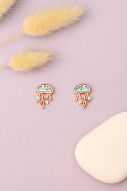Ocean Glow Rose Gold silver Earrings,