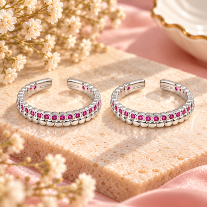 Rosé Sparkle 925 Silver Adjustable Toe Ring