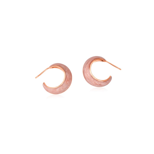 Blush Crescent Hoops - 925 Silver