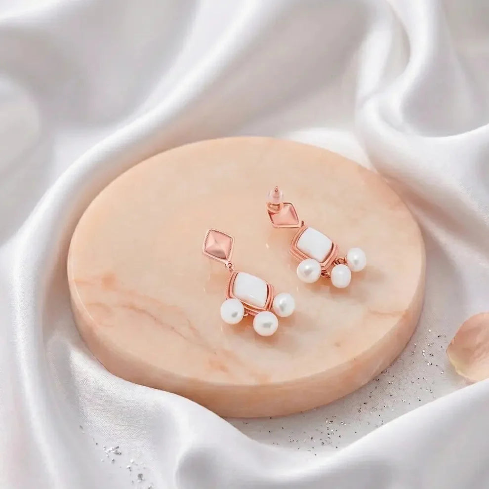 Sea Shell with Real Pearl Earrings -925 Silver
