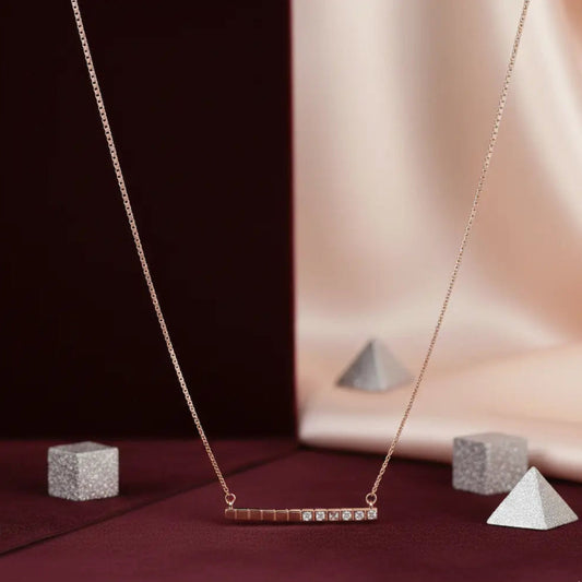 Lumina Bar 925 Silver Rose Gold Adjustable Necklace