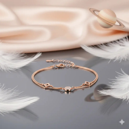 925 Sterling Silver Geometric Halo Adjustable Multi-Layer Bracelet