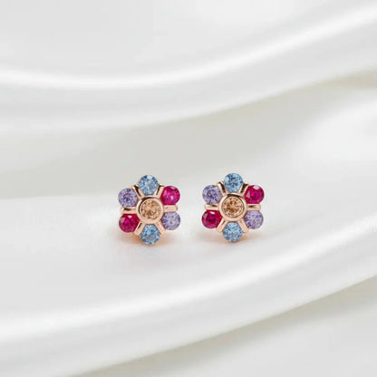 Kaleidoscope Bloom 925 Silver Multi-Stone Studs