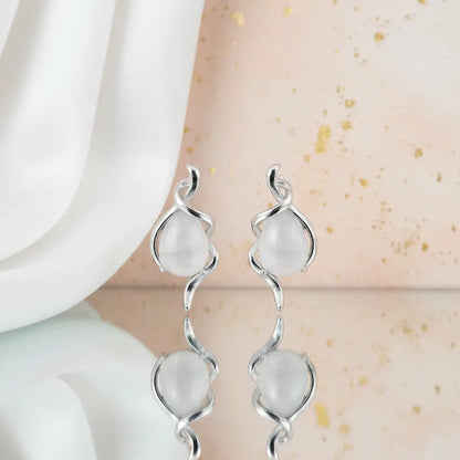 Ethereal Drop 925 Silver Rhodium Twisted Studs