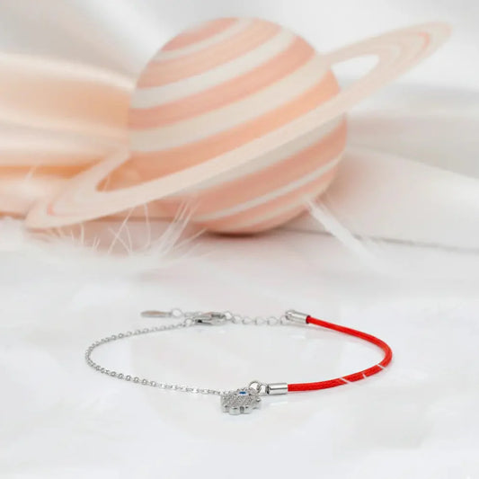 925 Sterling Silver Hamsa Red Thread Adjustable Bracelet