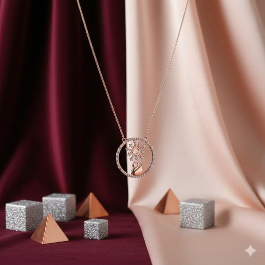 Celestial Grace 925 Silver Swan & Sun Pendant