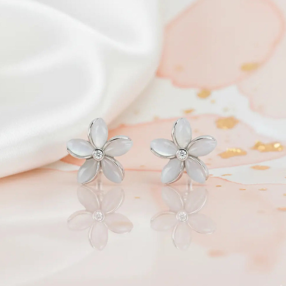 Enchanted Garden 925 Silver Multi-Gem Floral Studs