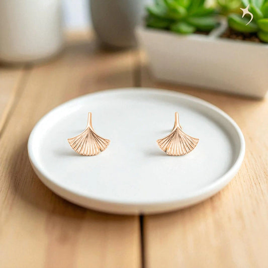 Ginkgo Grace Rose Gold Earrings - 925 Silver