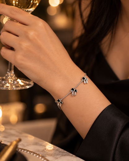 Black Heart Charm 925 Sterling Silver Bracelet