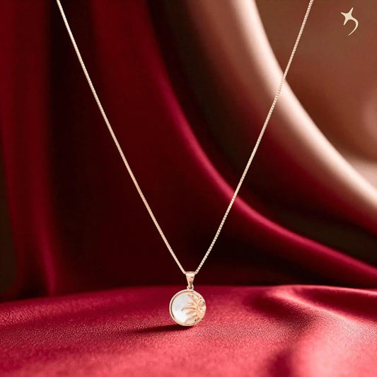 Golden Dawn Rose Gold Sun Pendant Necklace - 925 Silver
