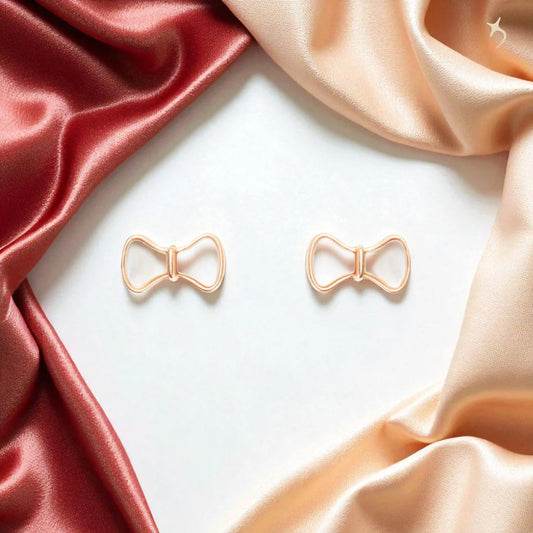Rosy Grace Bow Studs - 925 Silver