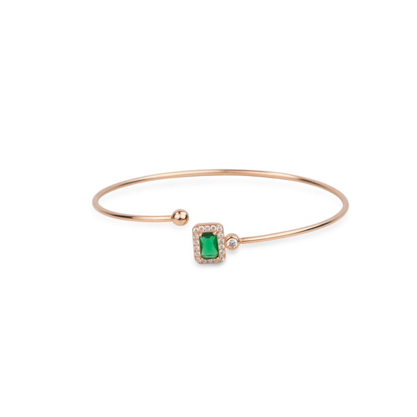 Emerald Halo Rose Gold Silver Kada