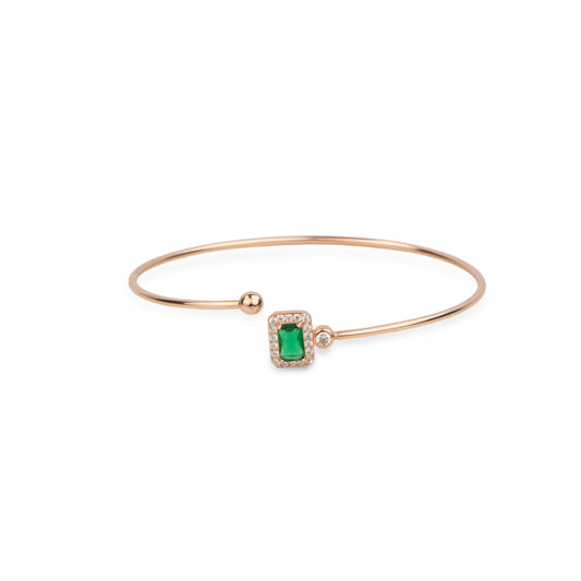 Emerald Halo Rose Gold Silver Kada