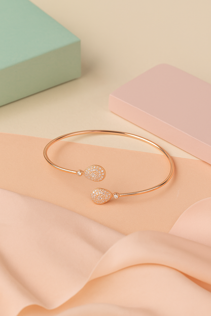 Dewdrop Radiance Rose Gold Silver Kada,