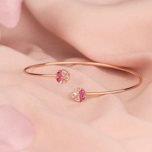 The Petal Bloom Rose Gold Silver Kada